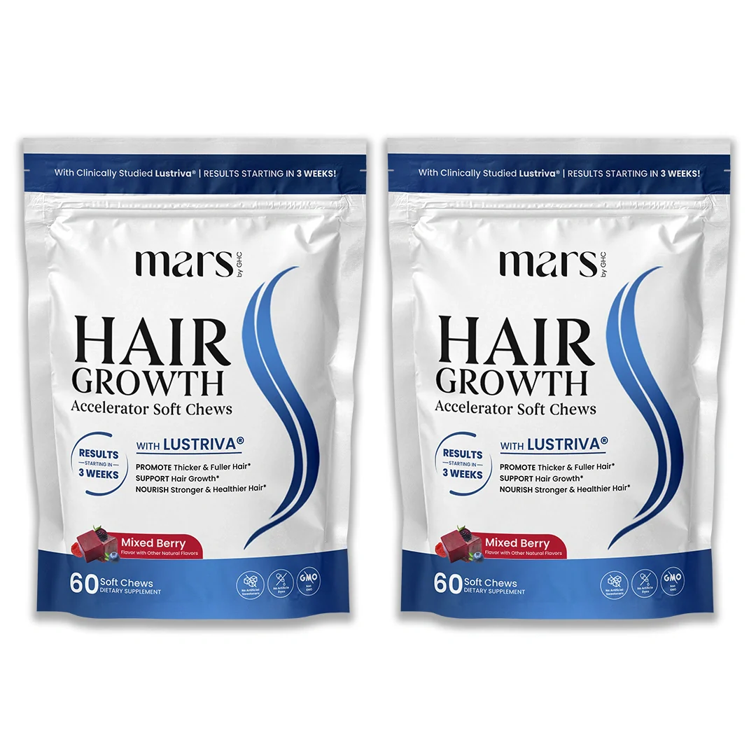 Mars Hair Growth & Scalp Support Soft Chews Powered by Lustriva® with 10,000 mcg Biotin, Vitamins C & E – Supports Stronger, Thicker & Healthier Hair (60 Chews) - Image 2