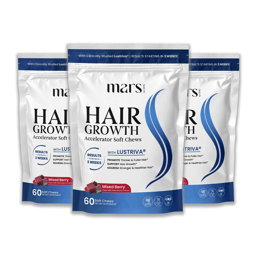 Mars Hair Growth & Scalp Support Soft Chews Powered by Lustriva® with 10,000 mcg Biotin, Vitamins C & E – Supports Stronger, Thicker & Healthier Hair (60 Chews) - Image 3